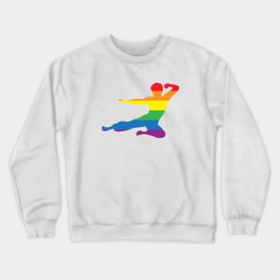 Kung Fu -  fly kick logo LGBT+ rainbow pride colours Crewneck Sweatshirt